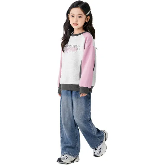 左西 宽松简约舒适牛仔裤 儿童款 牛仔色