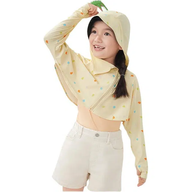 儿童款 蕉下 撞色印花长袖短款防晒服