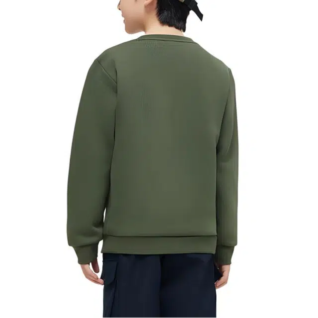 儿童款 安踏儿童 字母印花圆领长袖套头卫衣 墨玉绿