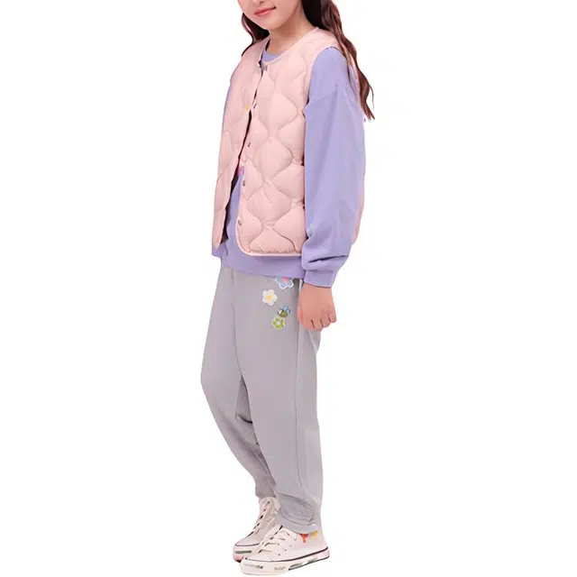 雅鹿 纯色圆领休闲直筒保暖羽绒服 儿童款 粉色