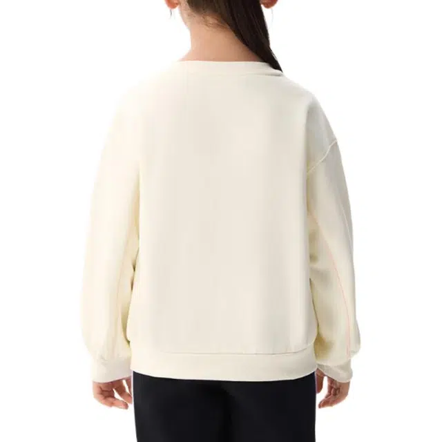 安踏儿童 卡通动漫字母抓绒圆领套头卫衣 儿童款 乳酪白