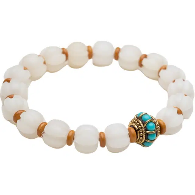 仙源 五谷丰登 灯笼珠新中式文玩念珠 平安福 白玉菩提 手串 男女同款情侣款