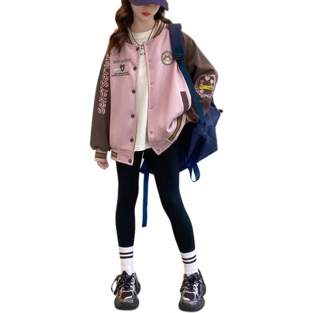 浪莎 时尚百搭拼色舒适柔软棒球服青少年
