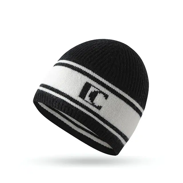 浪莎 时髦拉满 黑白拼色针织学院风逛街保暖显脸 腈纶 绒线帽 男女同款情侣款