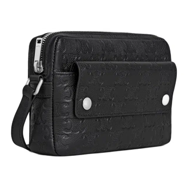CELINE Logo Embossed Mini Crossbody Bag Black