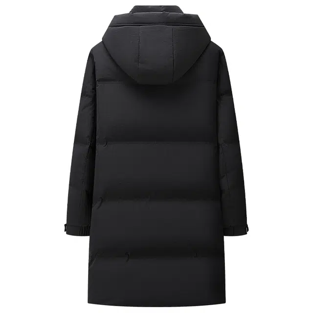 雅鹿 中长款连帽石墨烯保暖商务休闲装外套羽绒服 男款 黑色