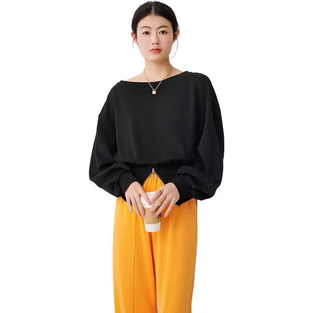 美洋 拉链开叉宽松圆领针织衫 女款