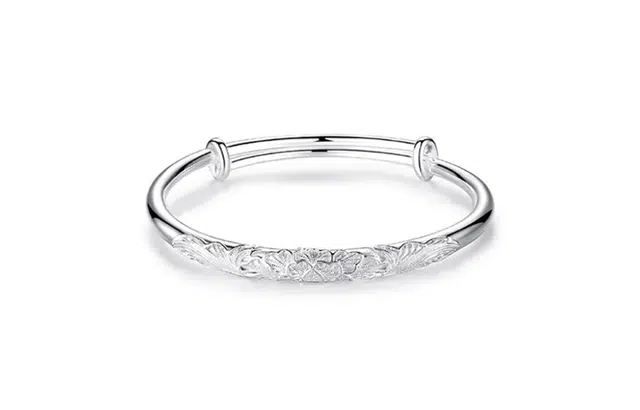 尚银福 花丝牡丹花 温润大气典雅国潮小众设计感 新中式古风祥和拉丝莲花精致优雅气质推拉可调节手饰 合金 手镯 女款