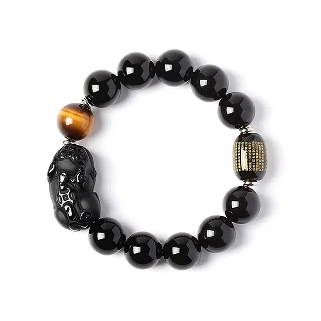 醉倾城 貔貅心经 招财转运 新中式复古轻奢精致小众高级感 文玩 黑曜石 手串 男女同款情侣款