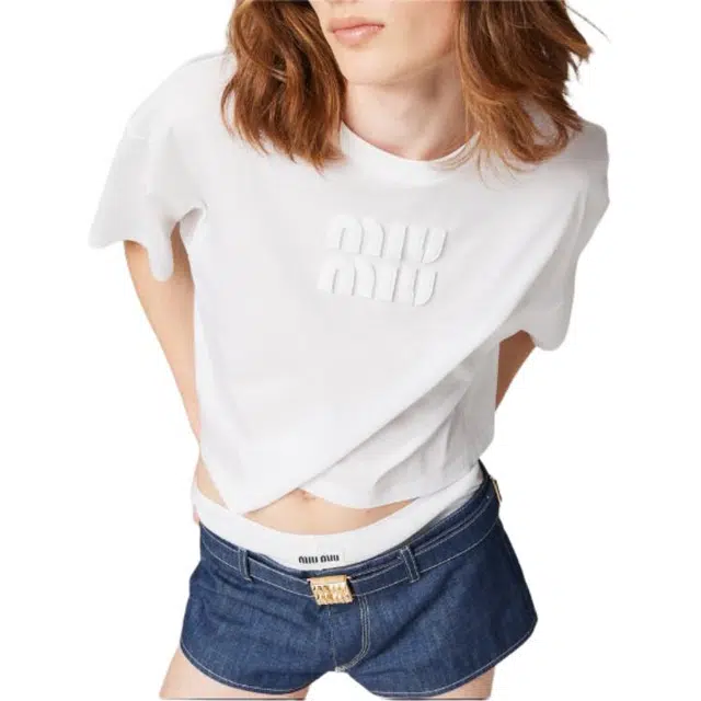 Miu Miu SS23 Logo Embroidered Tee White