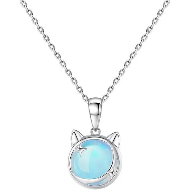 银千惠 星空猫 新中式可爱萌趣纳福转运猫招财进宝吊坠 轻奢高级感镶嵌宝石锁骨链 小众送礼女友生日礼品礼物礼盒装 琉璃 项链 女款