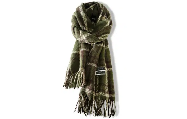 优幽兰 韩版复古绿色格子加厚保暖秋冬季高级感时尚百搭显白英伦风格纹防风防寒护脖子外搭 绒线围巾 女款