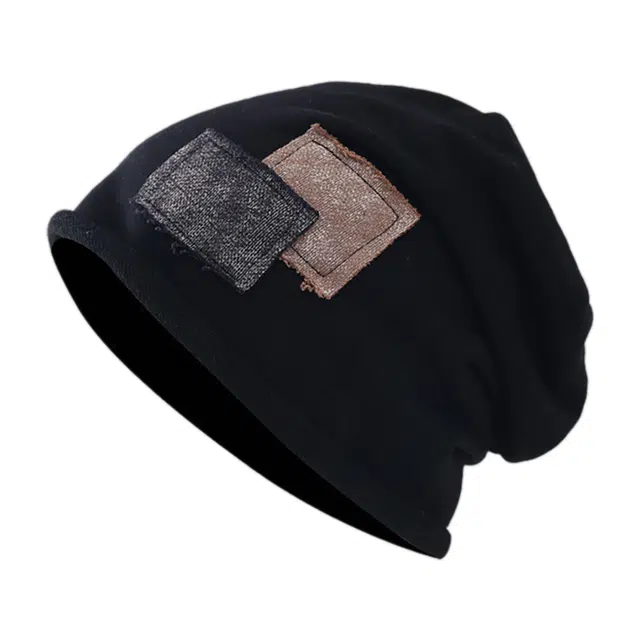 木林森 小众潮流补丁堆堆帽百搭复古冷帽针织包头帽冬天保暖堆堆帽套头帽 男女同款情侣款