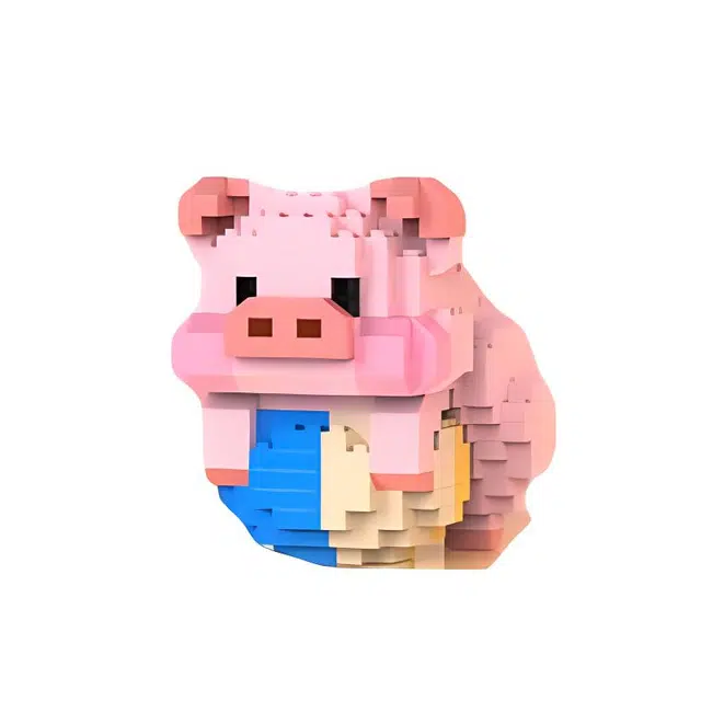 雄俊 可爱乐高积木卡通贪吃猪 益智拼装 玩具