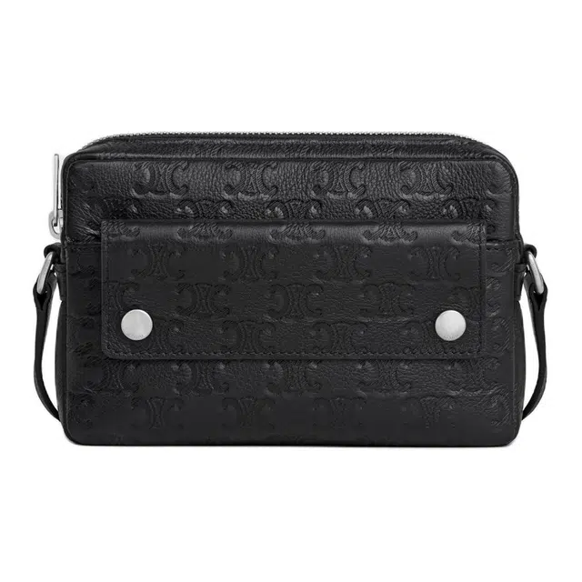 CELINE Logo Embossed Mini Crossbody Bag Black