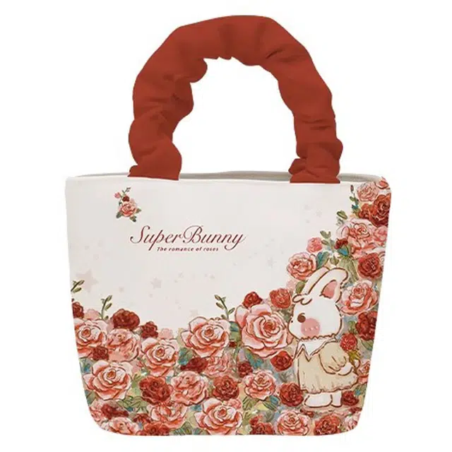 奥松 家用可爱云朵 绒面科技布 手提包 女款 玫瑰色