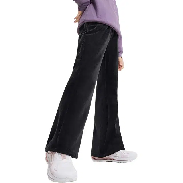 安踏儿童 户外休闲保暖舒适喇叭长裤 梦幻黑 青少年