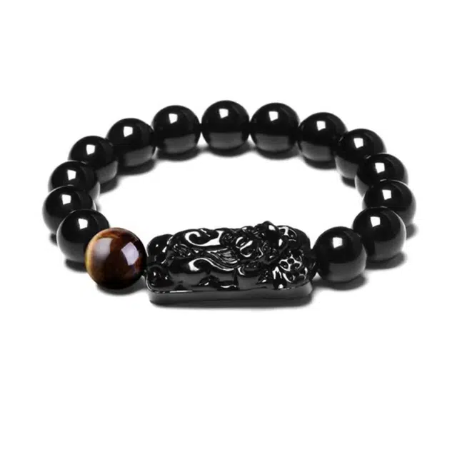 陌阡雪 招财貔貅 新中式复古招财吞金兽吉祥纳福高级感 黑曜石 手串 男女同款情侣款