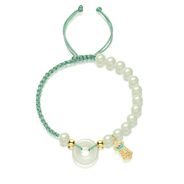 阡陌 如意平安扣手绳新中式国风国潮编织红绳礼盒 玉髓 手链 男女同款情侣款