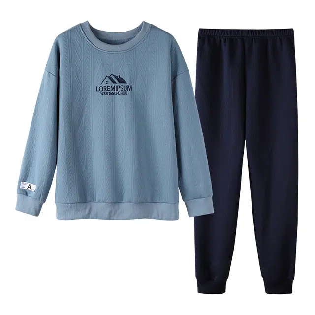 莫代尔 小清新时尚亲肤细腻透气舒适不易褪色不易起球长袖长裤居家服睡衣套装 女款 宝蓝色