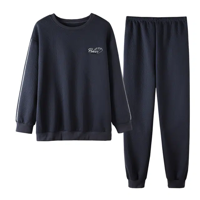 莫代尔 简约成熟温和长袖长裤睡衣套装 男款 灰色