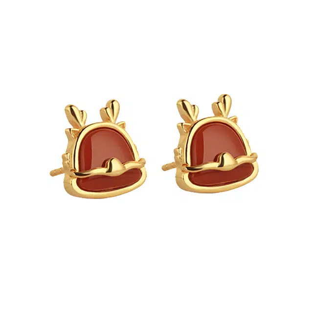 小银匠 新中式国潮复古 简约轻奢高级感 玛瑙 玉石耳钉 女款