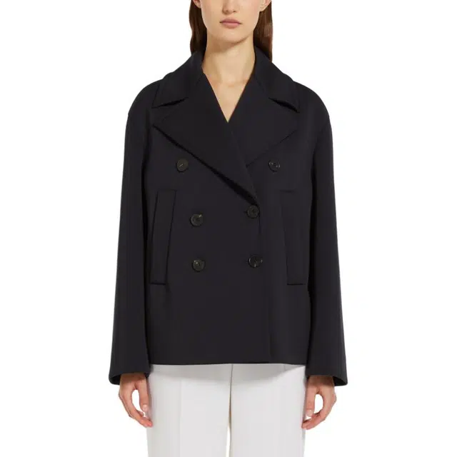 MaxMara Double-Breasted Coat Navy