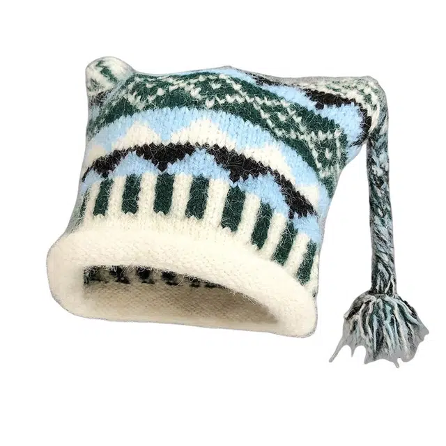 木林森 韩版民族风个性复古辨子针织套头保显脸小暖护耳毛线 腈纶 绒线帽 男女同款情侣款