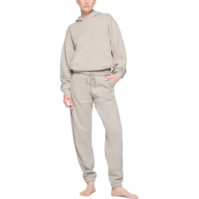 SKIMS COTTON FLEECE CLASSIC HOODIE STONE