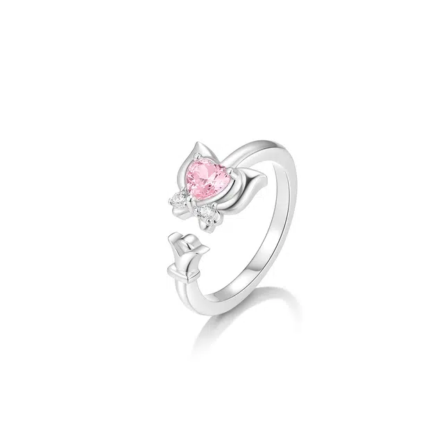 珂里 甜美多巴胺心之蝶开口可调节轻奢高级感指环 合金 戒指 女款