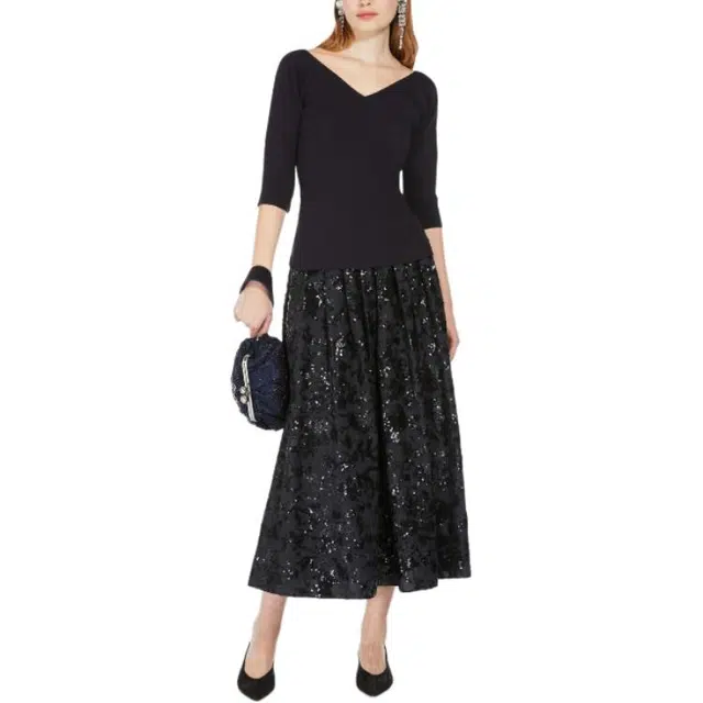WEEKEND MaxMara Nome Wide Cotton Skirt With Sequins