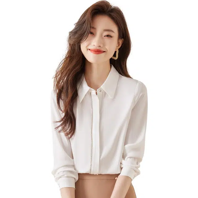 唐娜姿兰 纯色常规袖长袖衬衫 女款