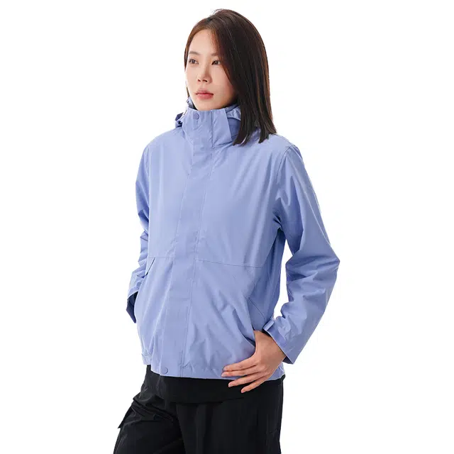 美力城  户外防护连帽宽松拉链  防水防风冲锋衣 女款 薰衣草紫