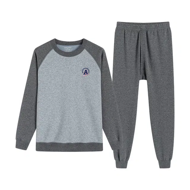 贴身领域 青少年加绒加厚秋衣秋裤打底衫大童内衣保暖套装 男款