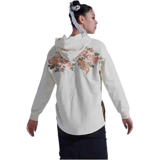 鬼洗 连帽抽绳印花刺绣卫衣 女款 白色