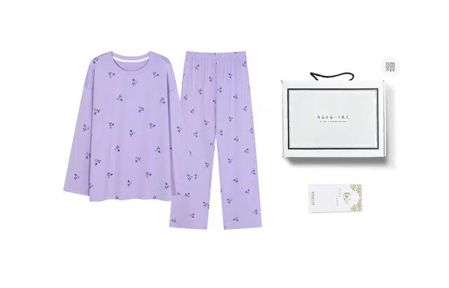 歌倩雅 带胸垫卡通舒适亲肤可外穿家居服睡衣礼盒 女款 浅紫色