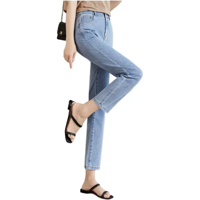 娅丽达 直筒中腰九分简约牛仔裤 女款