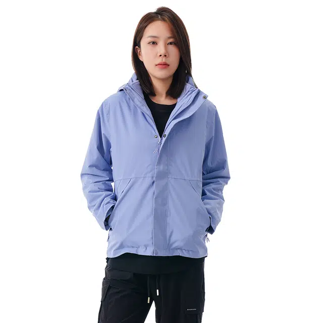 美力城  户外防护连帽宽松拉链  防水防风冲锋衣 女款 薰衣草紫