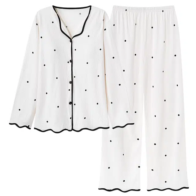 莫代尔 带胸垫防凸点开衫简约甜美柔软亲肤可外穿家居服睡衣套装 女款 杏色