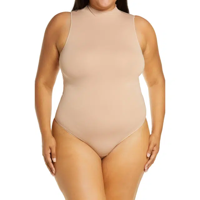 SKIMS Essential Mock Neck Sleeveless Bodysuit Sandstone