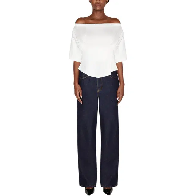 Khy SS24 DROP 005 Off Shoulder Pleated T-shirt T White