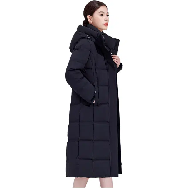 雅鹿 纯色百搭加厚直筒保暖舒适连帽长袖羽绒服 女款