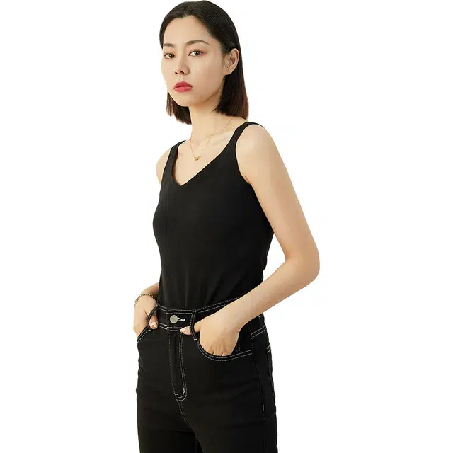 美洋 纯色自带杯垫工字修身无痕吊带背心 女款