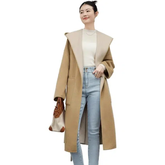 美洋 连帽翻领大衣 女款