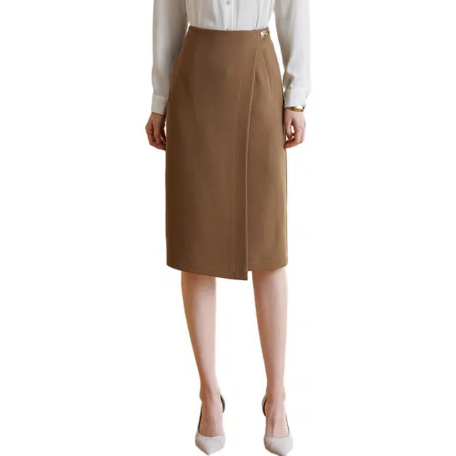 米思阳 纯色直筒高腰休闲长裙