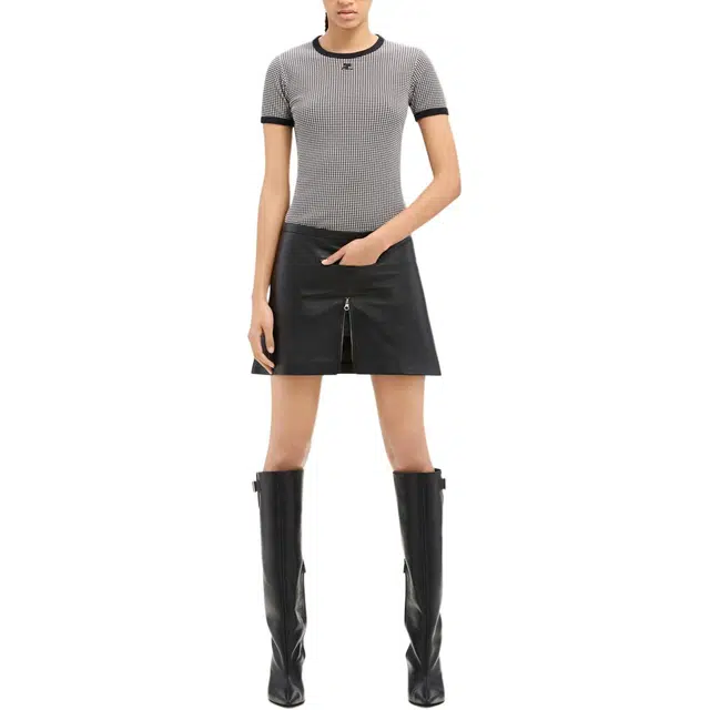 COURREGES FW24 CONTRAST HOUNDSTOOTH T-SHIRT T Houndstooth White Black