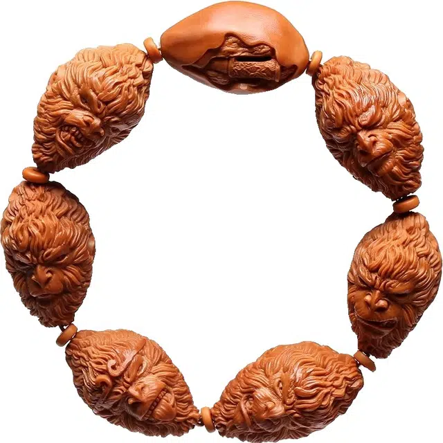 陌阡雪 精品雕刻 国潮新中式 复古经典个性悟空文玩盘玩串 橄榄核 手串 男女同款情侣款