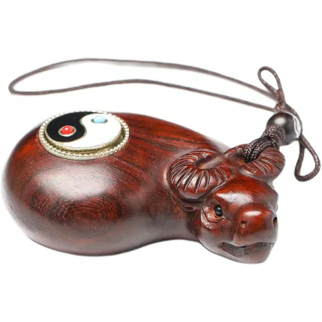 三檀小舍 国风 国潮 扭转乾坤太极八卦 小精 工雕刻 挂件钥匙挂 手机挂 紫檀属 把件 男女同款情侣款