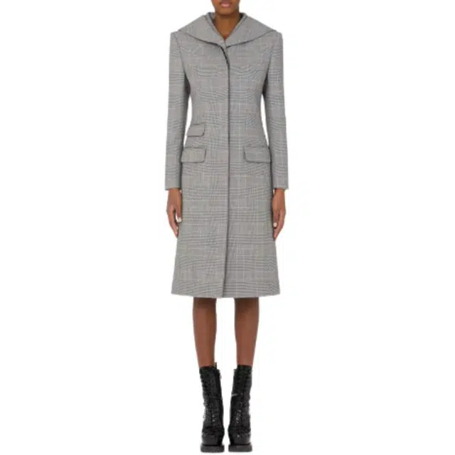 MOSCHINO Glen Plaid Wool Blend Coat