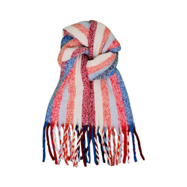 木林森 元气彩虹糖色系马海毛韩系流苏围巾冬季百搭保暖甜美风学生围脖 男女同款情侣款